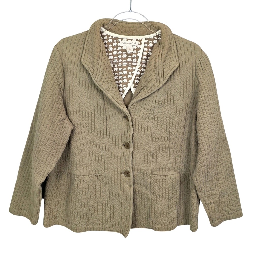 Coldwater Creek Quilted Coat Jacket Womens 20 Cottage Boho Rustic Capsule Button